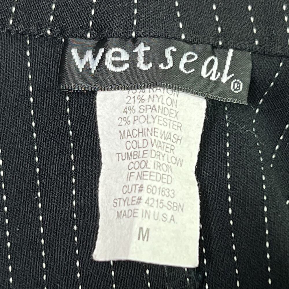 Wet Seal Bolero Jacket Pinstripe Cropped Black Puff Sleeve Vintage Y2K Indie - Picture 4 of 7